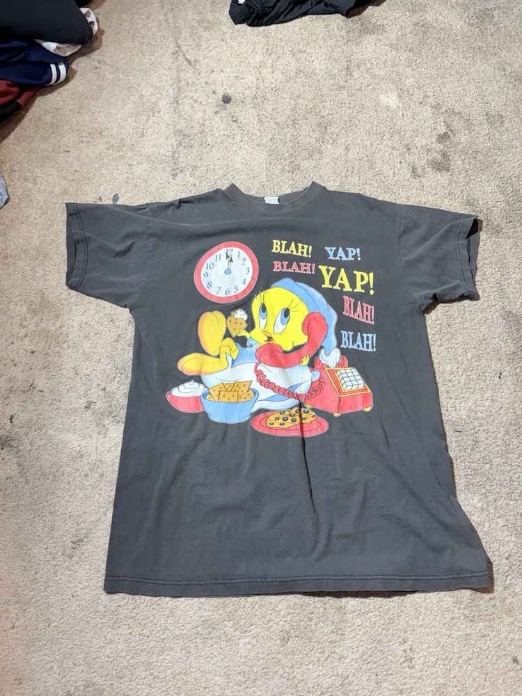 Looney Tunes Tweety Bird black cotton t-shirt 90’s vintage Disney Size Xl