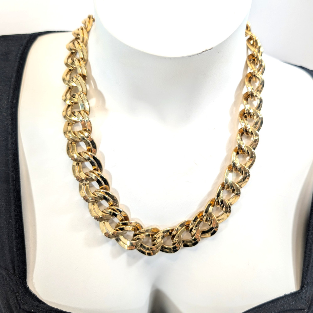 Monet Vintage Gold Tone Double Link Chain Necklace 1970s 1980s 20.5 in