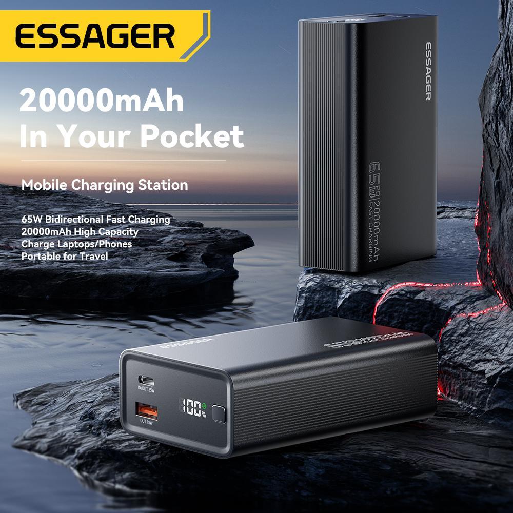 Power Bank 20000mah Mobile Phone Plastic Medium Black 2-usb 5v Backup 65w