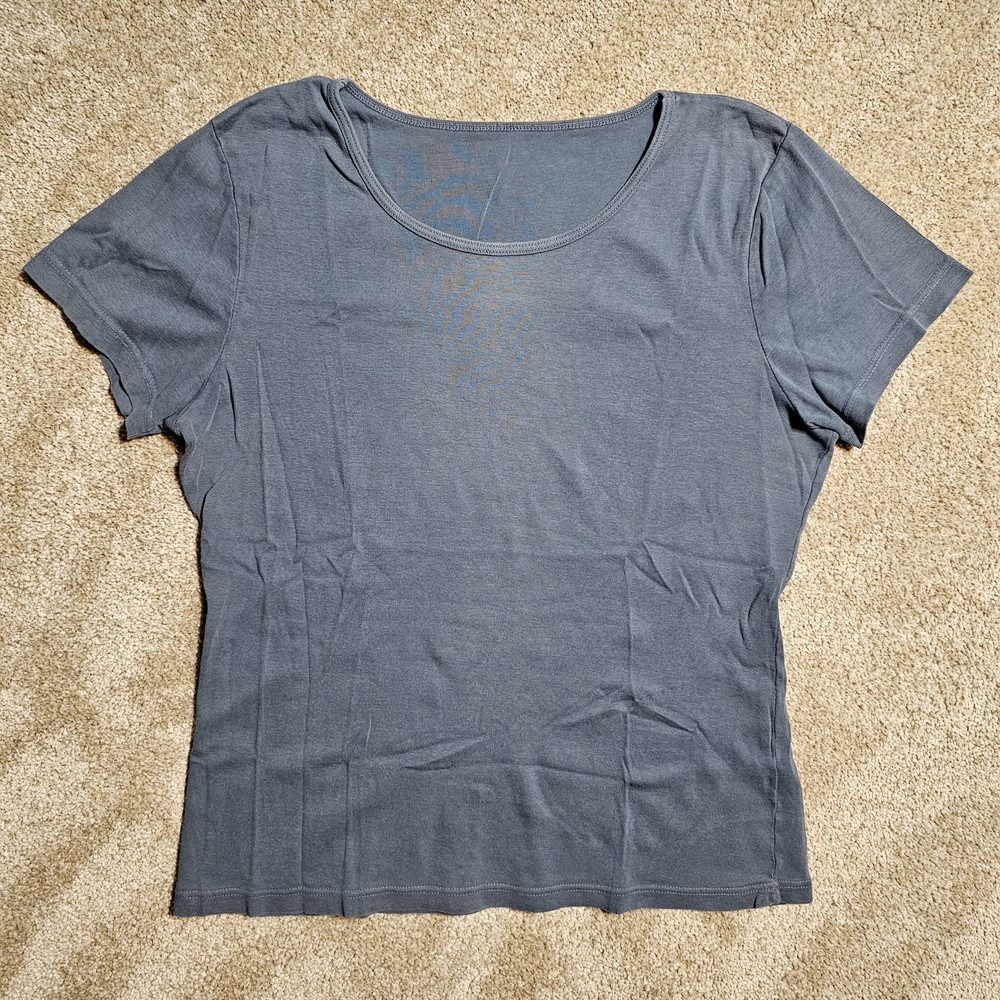 Vtg Y2k Blank MiUSA Blue Faded Medium Baby T-Shirt Pastel Skate Twee 2000s Indie