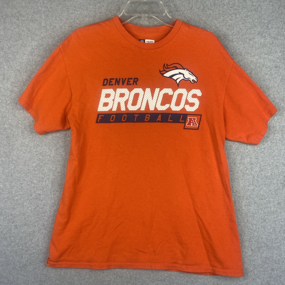 Denver Broncos Shirt Mens Extra Large Orange Logo NFL Football Athletic Outdoor