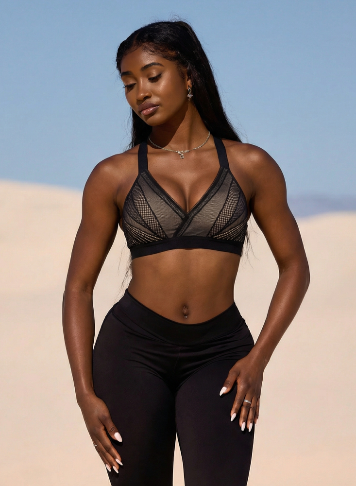 Lululemon Women’s Mesh Crossback Sports Bra Size 36C Black Athletic Support