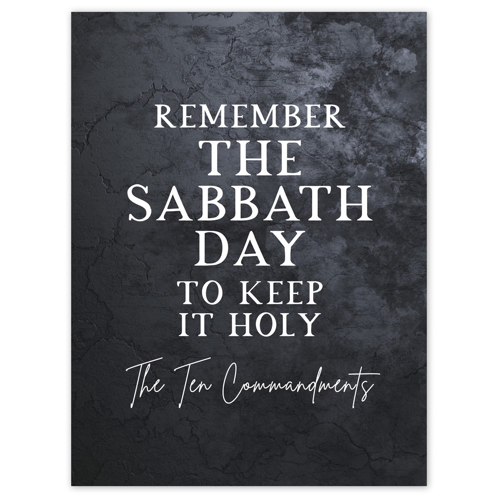 Large 18X24 Christian Bible Art Print Featuring Ten Commandments Sabbath Verse