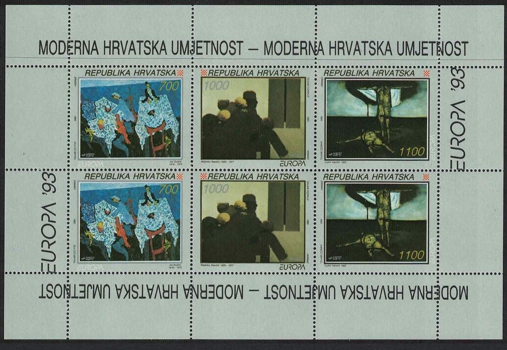 Europa Contemporary Art 3v Sheetlet Croatia 1993 MNH SG 236-238