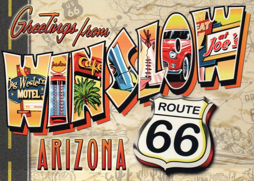 Greetings from Winslow, Arizona, Route 66, Large Letter, Road -- Modern Postcard