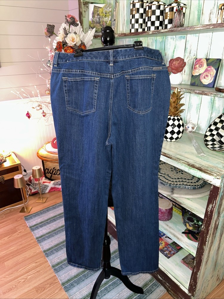 Liz Claiborne Jeans Womens 16 Long Blue Denim Straight Leg Mid Rise