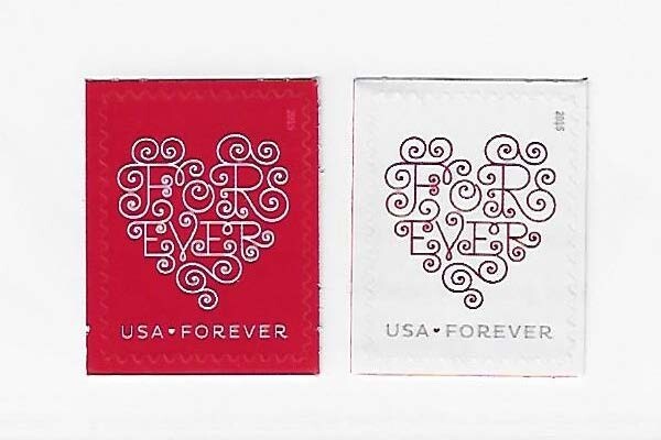 US Love Forever Hearts Forever Stamp Single Set Scott #4955-4956