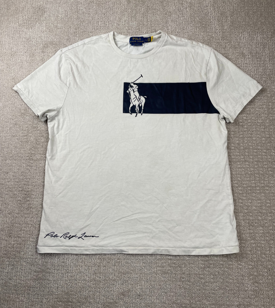 Polo Ralph Lauren Shirt Mens L Classic Fit Crewneck Big Pony Graphic Logo Preppy