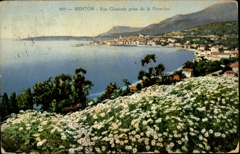 Menton France View General Frontier vintage postcard s319