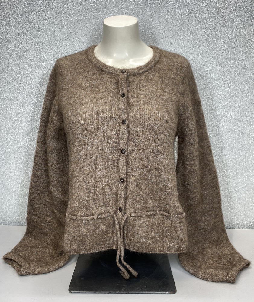 La Maille Sezane Womens Barbara Short Cardigan Dark Taupe Size L Mohair and Wool