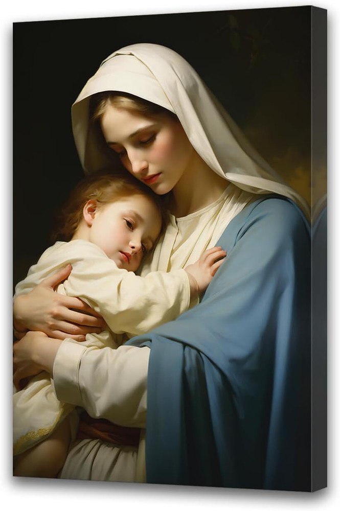 Virgin Mary and Jesus Canvas Wall Art Mother of Jesus Christ Virgin Mary Picture