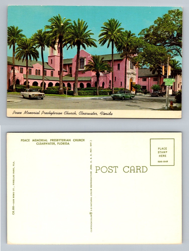 Clearwater, FL-Florida, Pink Peace Memorial Presbyterian Church Vintage Postcard