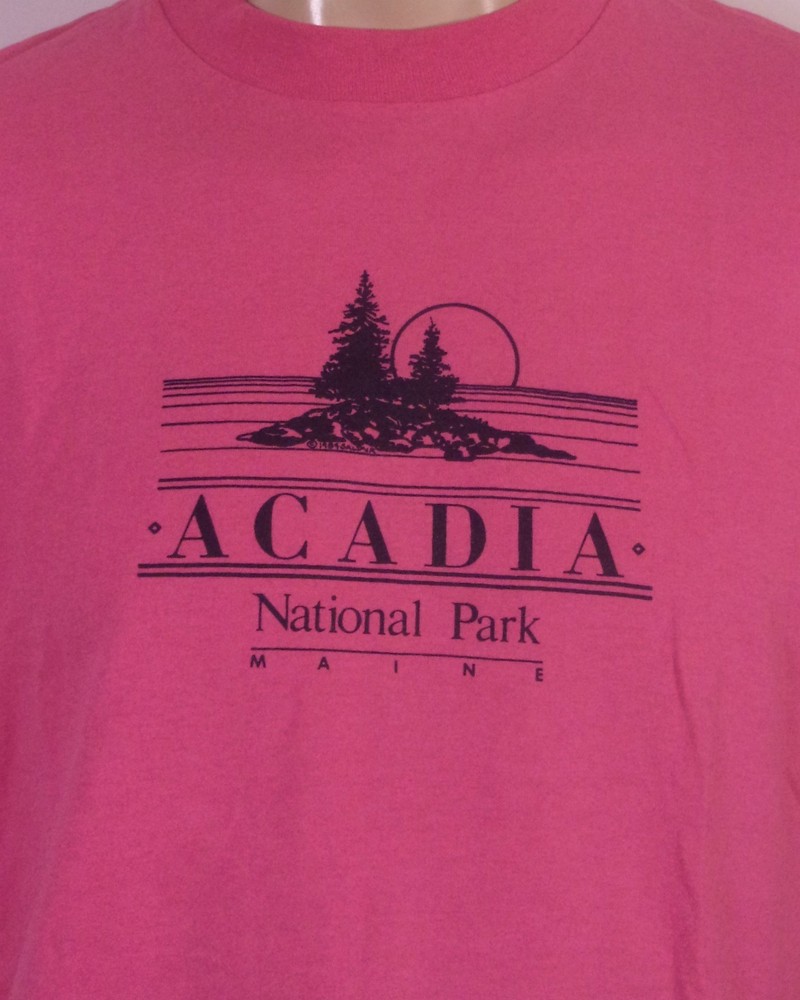 vintage 80s Acadia National Park Maine T-Shirt Sunset USA single stitch SZ L-image