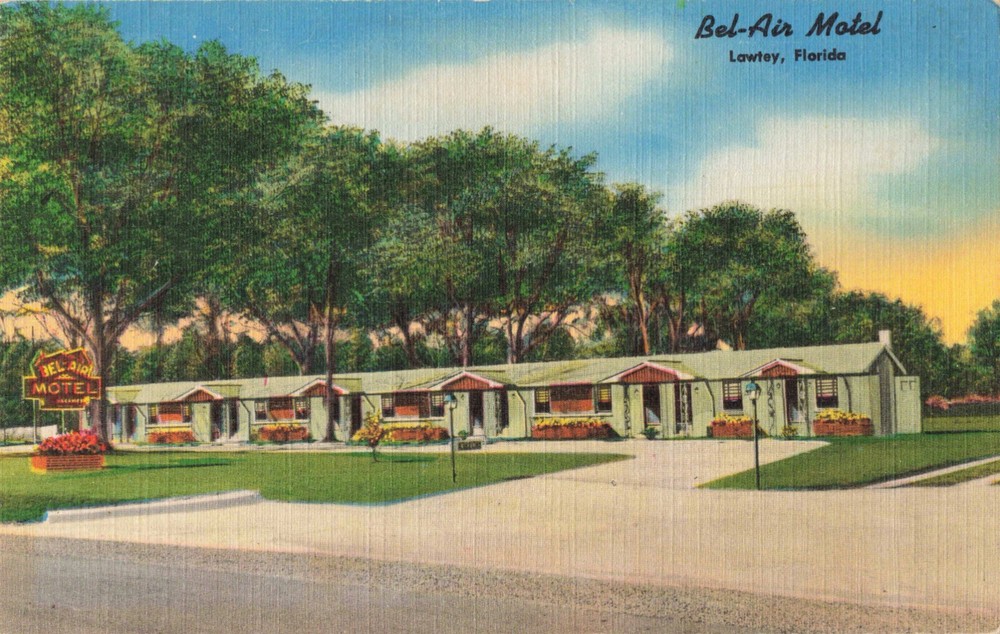 Bel-Air Motel Lawtey Florida FL Linen c1940 Postcard