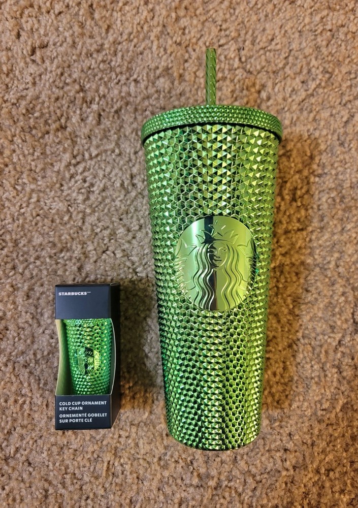 Starbucks 2023 Green Studded Tumbler 24oz with Mini Cup Keychain