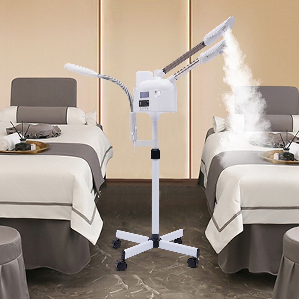 Pro 3 in 1 Facial Steamer 5X Magnifying Lamp Hot& Cold Ozone Machine Spa Salon