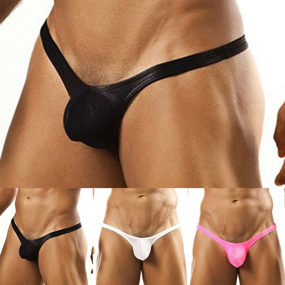 Mens Sexy U-shaped Convex Solid Color Low-rise Underwear Thong Panties