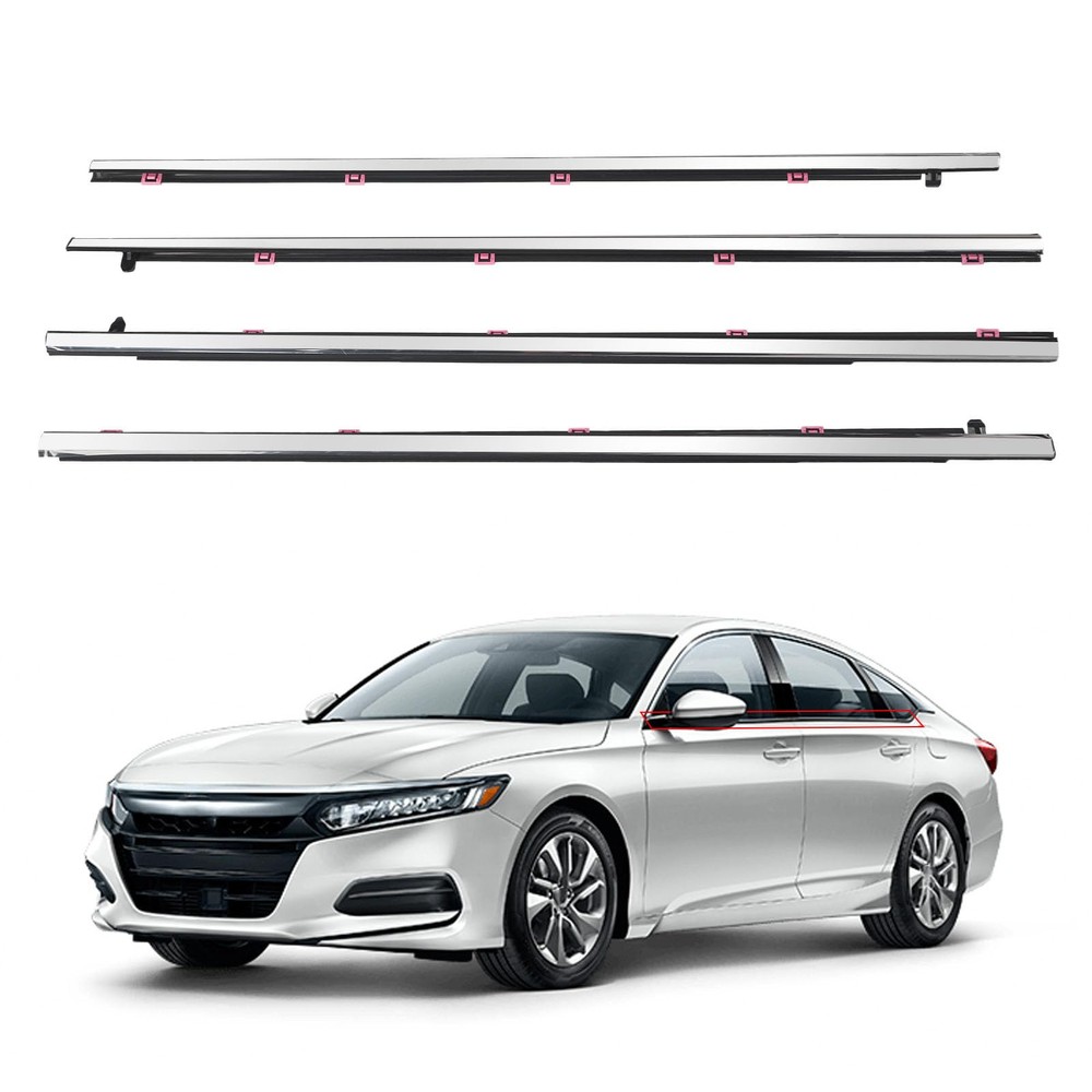 ZONFANT 4-Piece Car Door Window Moulding Trim Weatherstrip Seal Belt Compatible