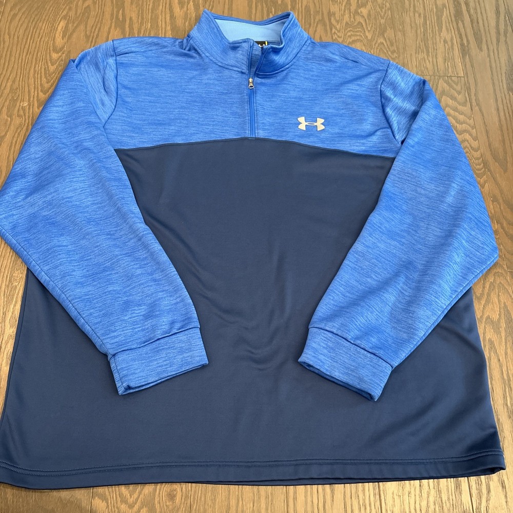 Under Armour Fleece 1/4 Zip Mens 3XL Pullover Sweater Blue Loose Coldgear EUC