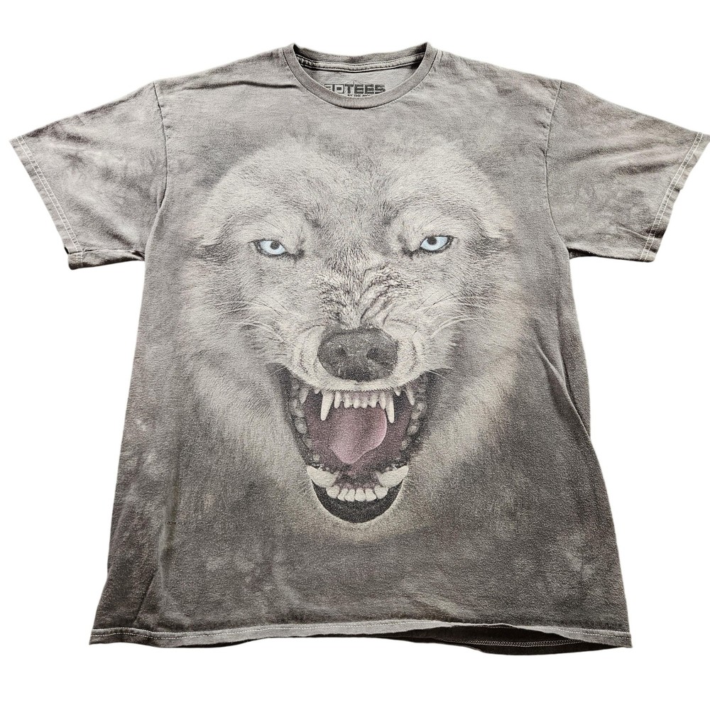 The Mountain 3D Tees Wolf Shirt Mens Large Gray Graphic Animal Tee 3D Eyes Wild