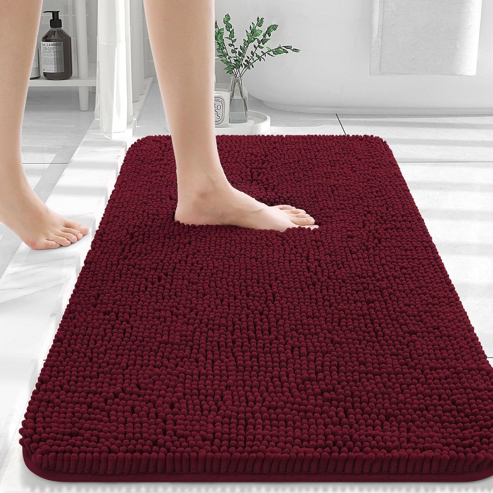 36x24 Extra Soft Absorbent Chenille Bathroom Rugs with Rubber Backing