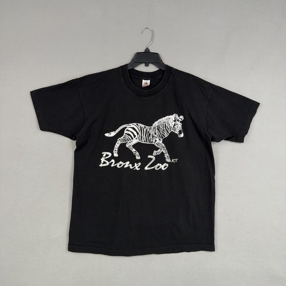 Vintage Bronx Zoo Shirt Mens XL Single Stitch Zebra Graphic Fruit Loom USA 90s