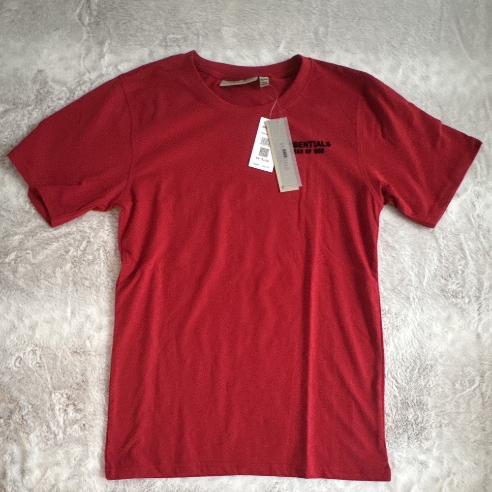ESSENTIALS Fear of God Boys Red Logo Crew Neck Short Sleeve T-Shirt 13/14 XXXL