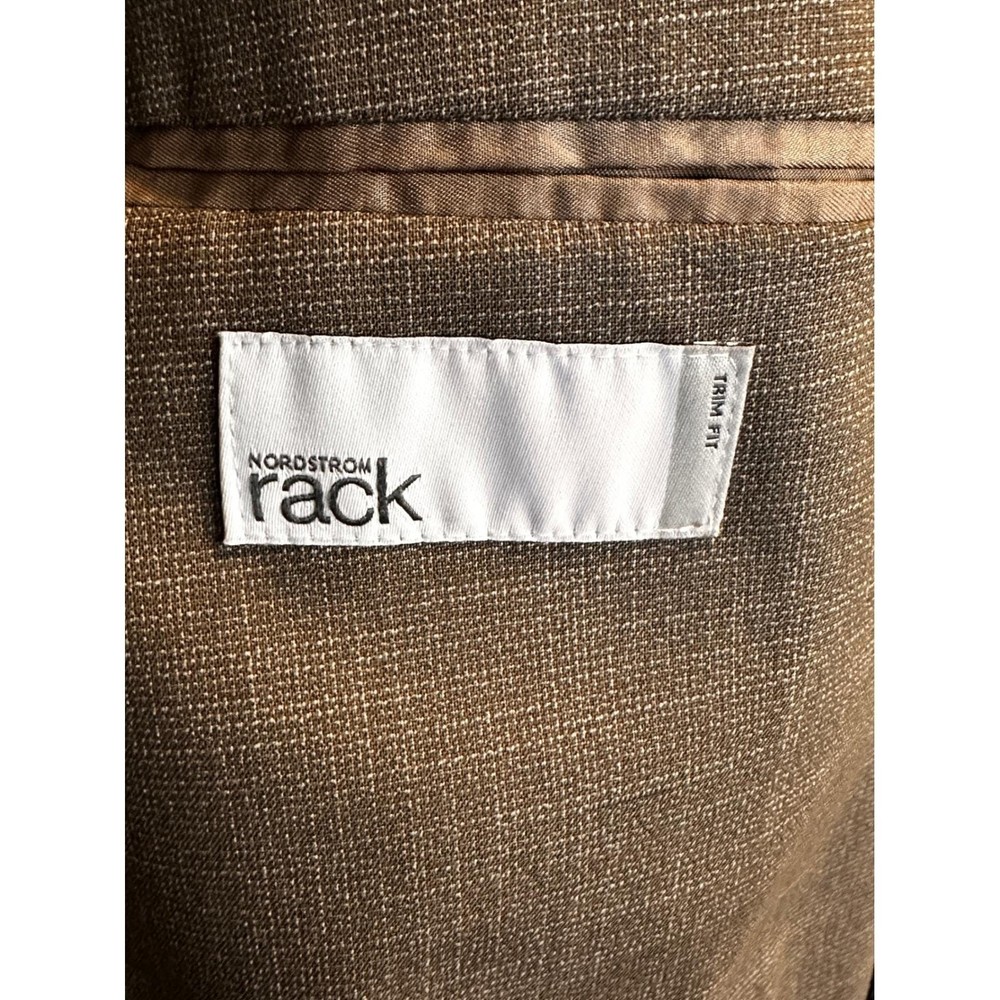 Nordstrom Rack Men`s Trim Fit Blazer Suit Jacket Brown Textured Size L