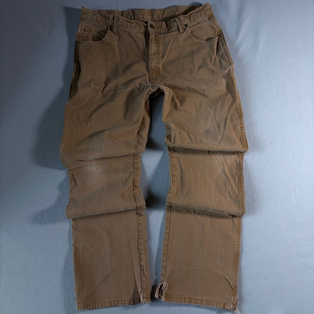 Dickies Mens Carpenter Pants Duck Brown Canvas Utility Workwear Straight Leg