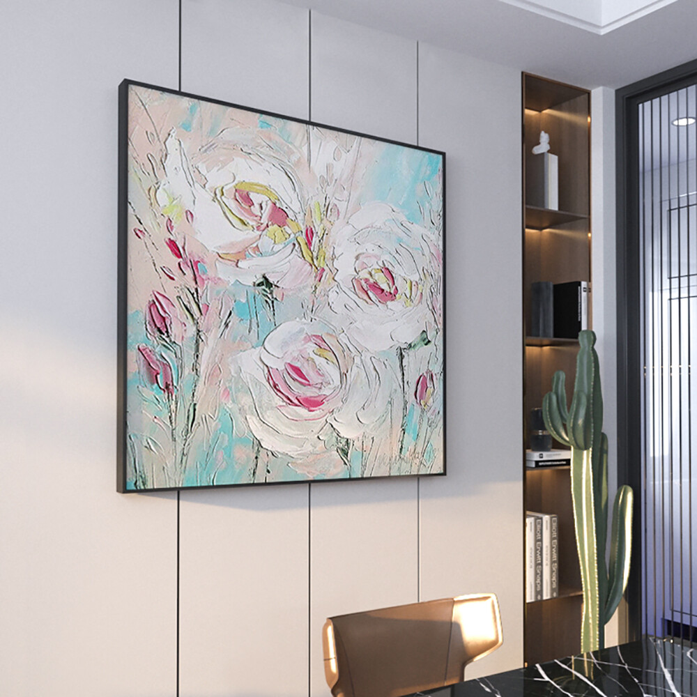 Hand Paint Texture Abstract Oil Painting Modern Canvas Art Wedding Flower