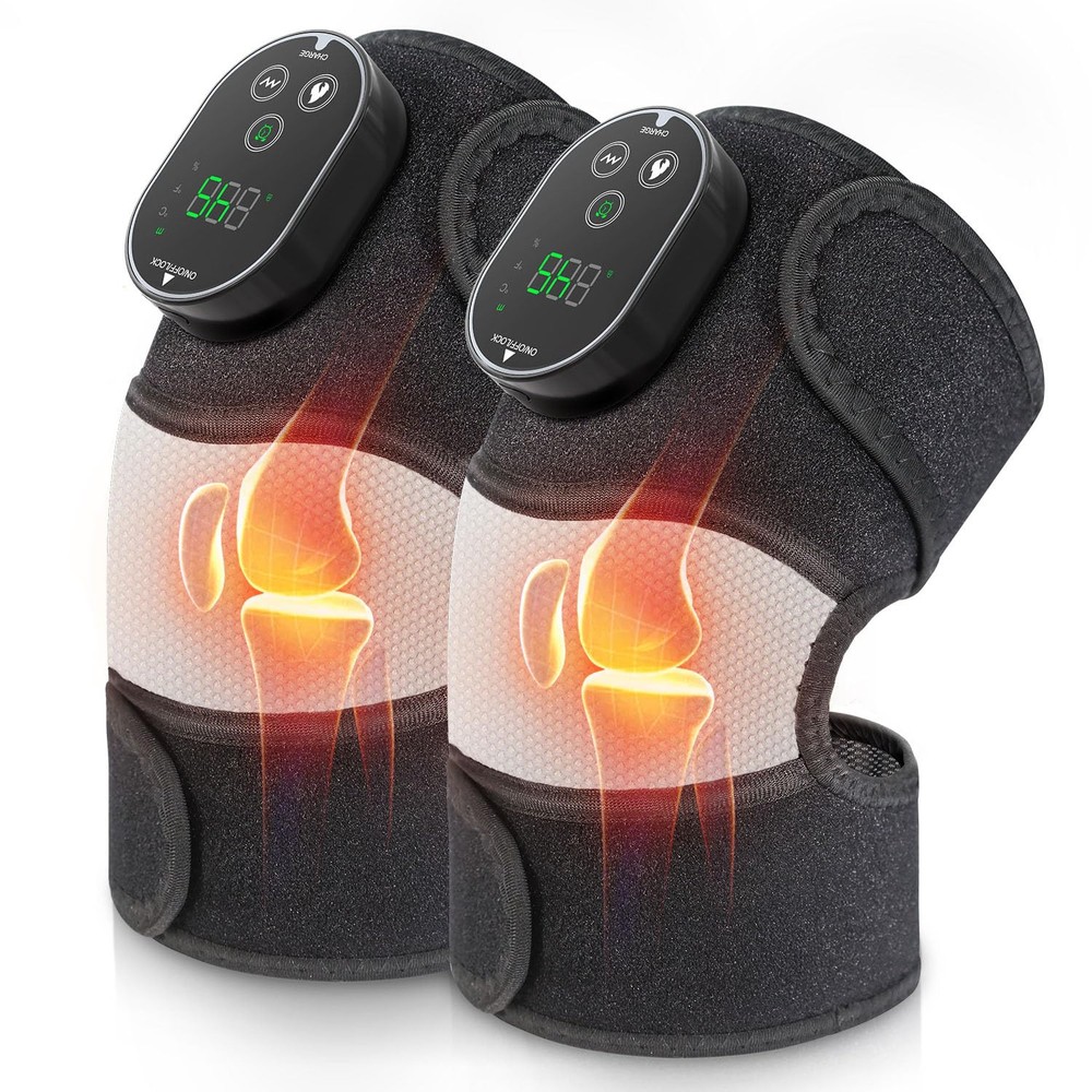 Electric Knee Massager with Heat - 3-in-1 Cordless Pain Relief for Knees