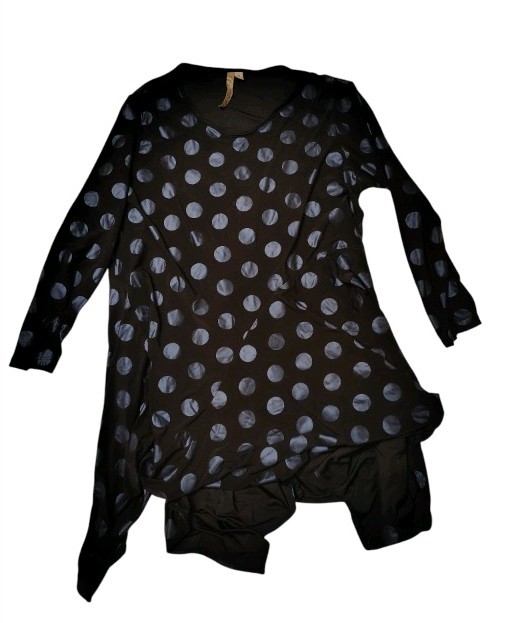 Comfy USA Women's Black and Blue Pockadot Dress Size Medium