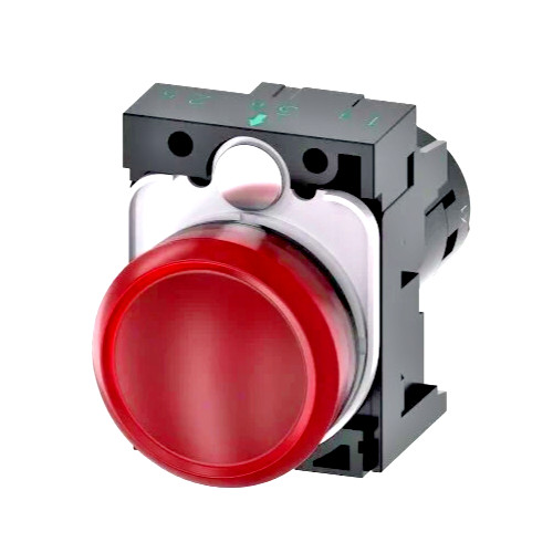 Siemens 3SU1201-6AC20-1AA0, Indicator lights, 22 mm, Red lens,  110 VAC