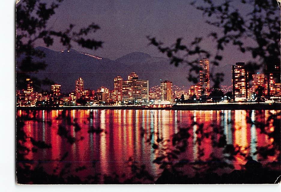 Postcard The English Bay Skyline At Night Vancouver Canada