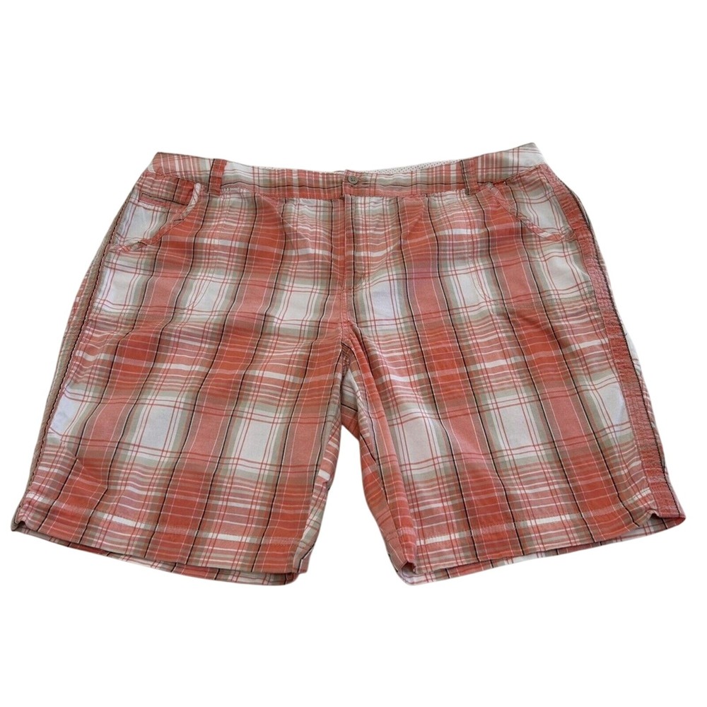 St John's Bay Shorts Women's Plaid Chino Size 24W Stretch Cotton Spandex Casual