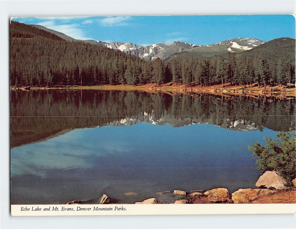 Postcard Echo Lake & Mt. Evans Denver Mountain Parks Colorado USA