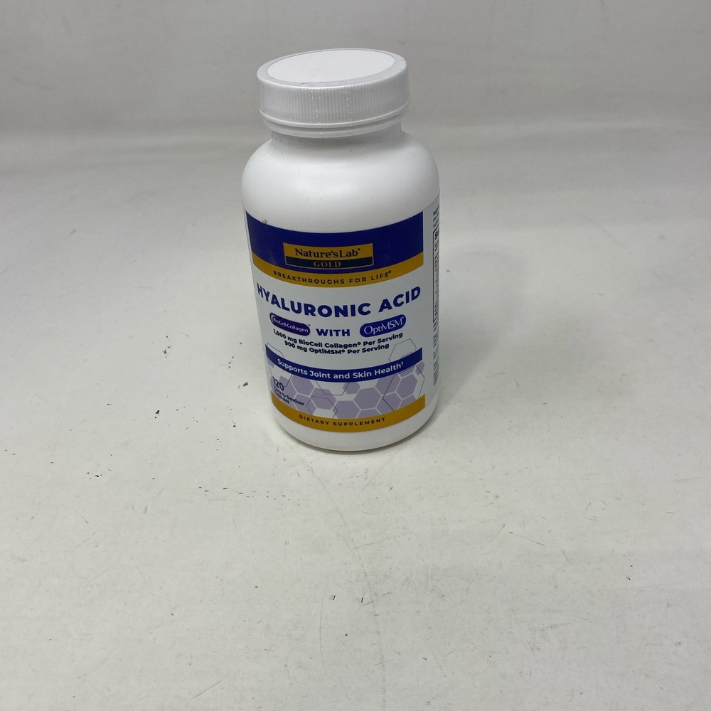 Nature's Lab Hyaluronic Acid + BioCell Collagen & MSM, 120 Capsules White