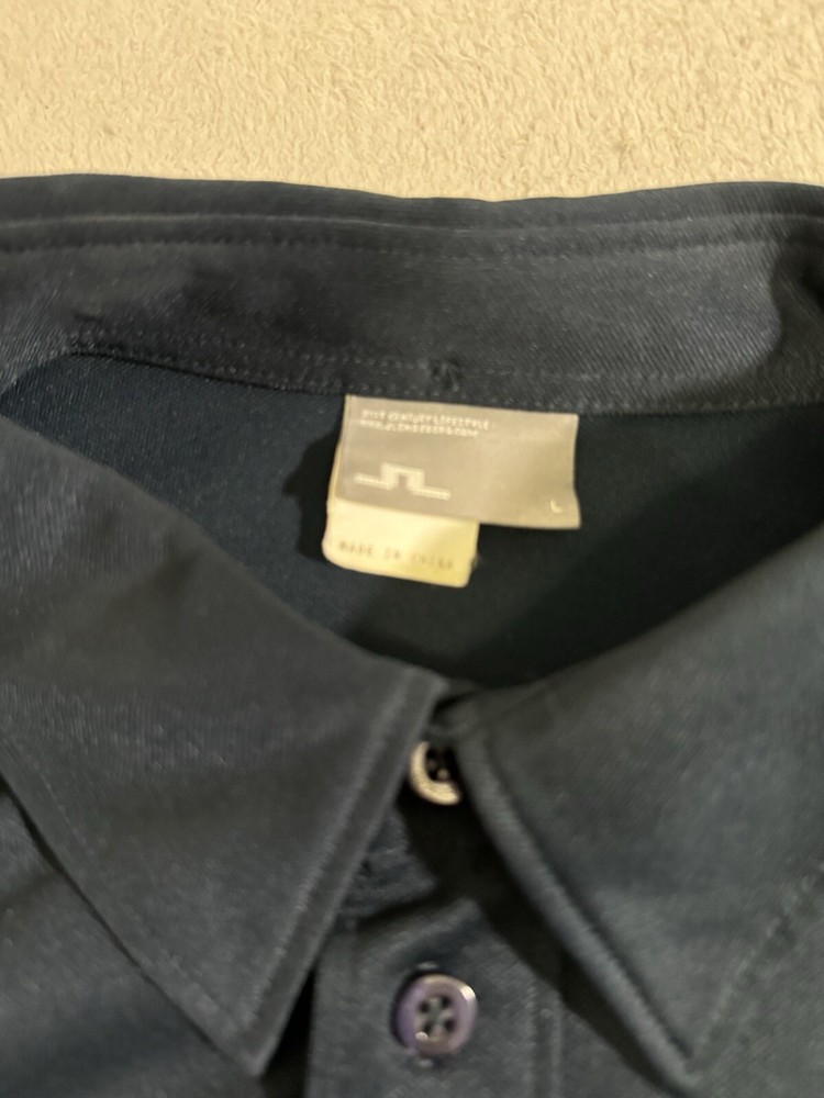 J. Lindeberg Polo Shirt Mens Size Large L Blue Regular Fit Golf Performance