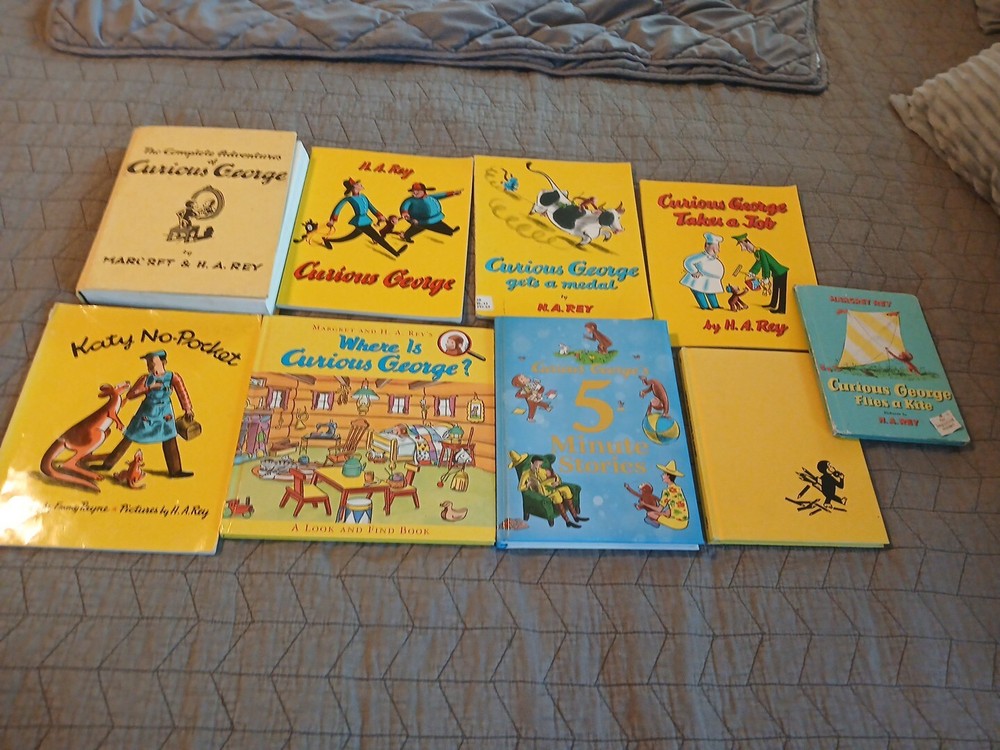 Lot of 9 Curious George Children's Books - H.A. Rey. Complete Adventures, PB/HC