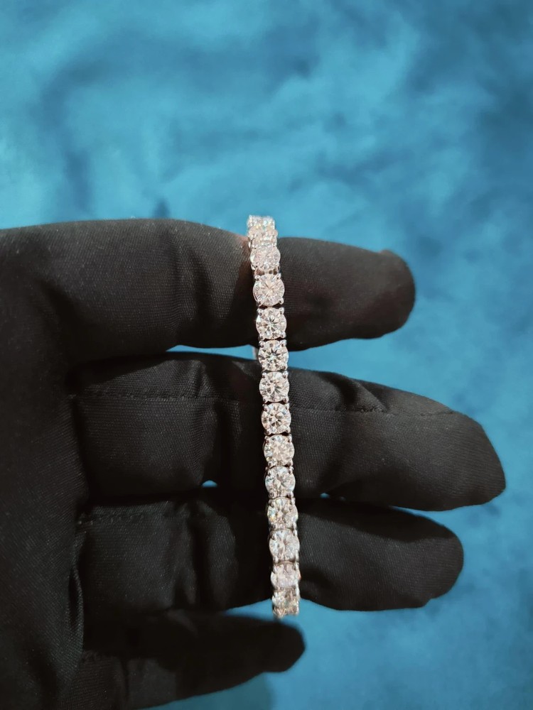 12CT Round Cut VVS1 Diamond 14k White Gold Plated 7.5 