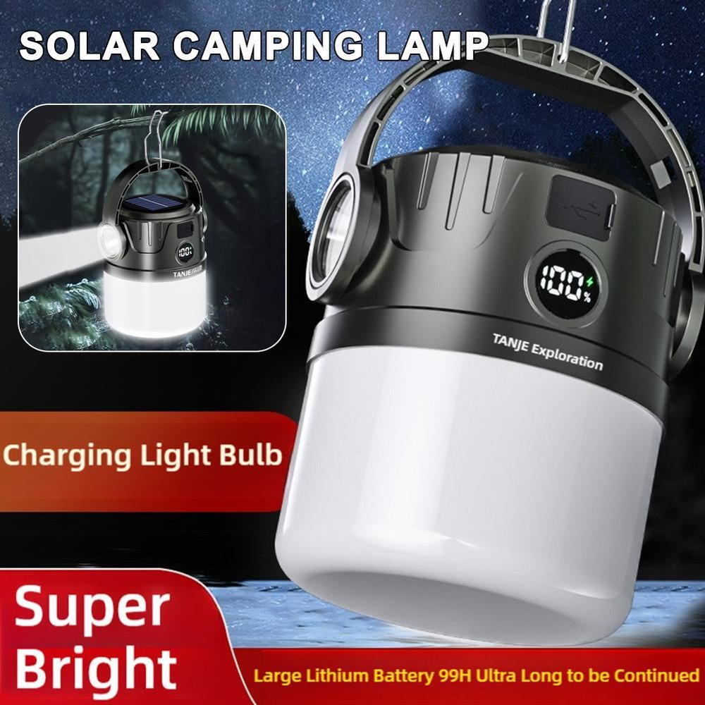 Rechargeable LED Light Camping Light Outdoor Solar Light Bulb Tent Lamp T7N7