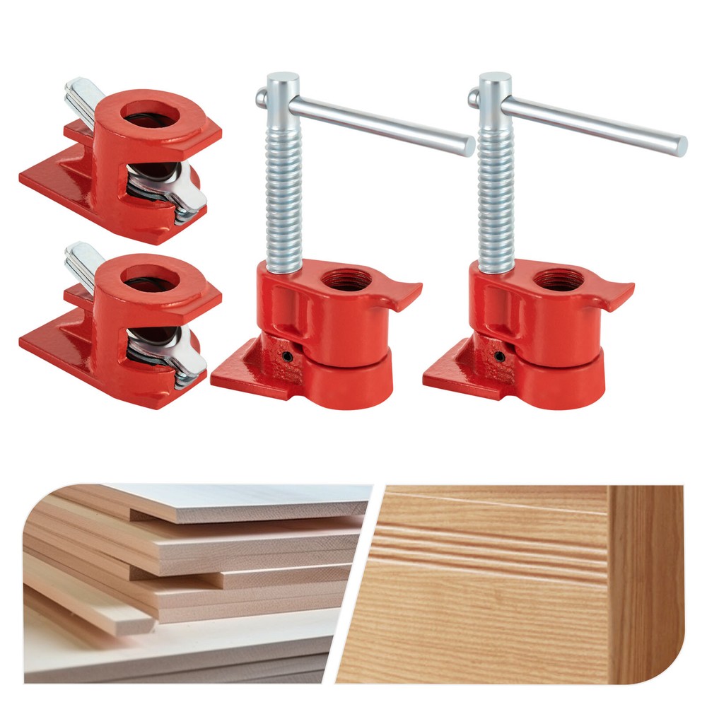 2-Pack 1/2-Inch Heavy Duty Cast Iron Wood Gluing Pipe Clamp Set for Pro Woodworking