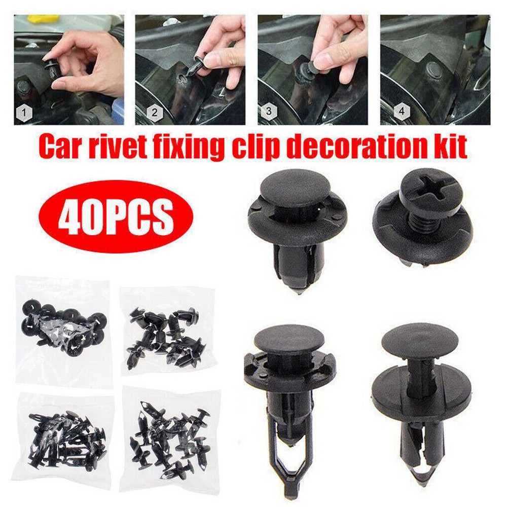 40x Car Plastic Rivet Bumper Fender Retainer Fastener Mud Flaps Push Clips Pins