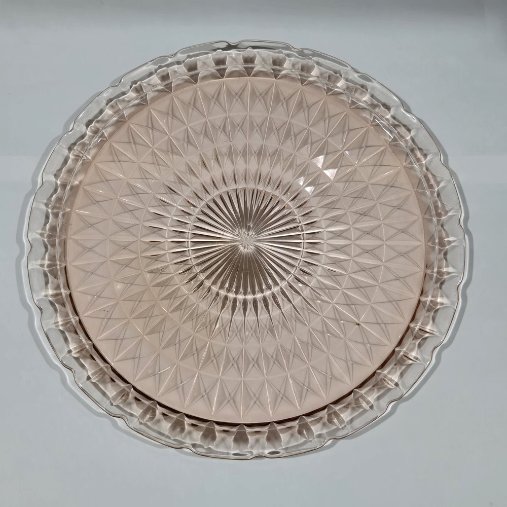 Jeannette Pink Depression Glass Serving Platter Tray 1935-1938 Vintage, 13.5
