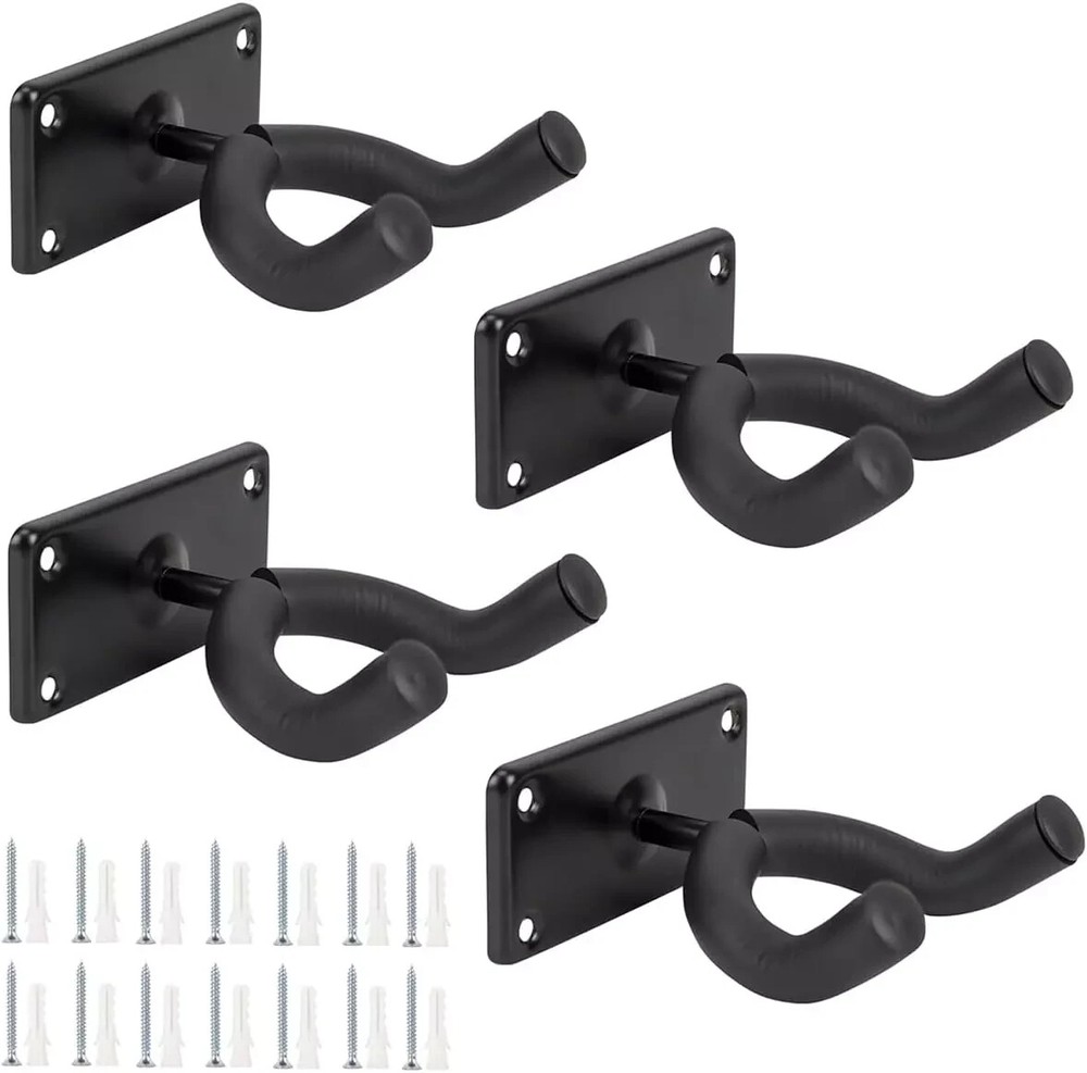 Guitar Wall Mount Hanger 4 Pack Black Metal Guitar Hanger Wall Hook Holder Stand