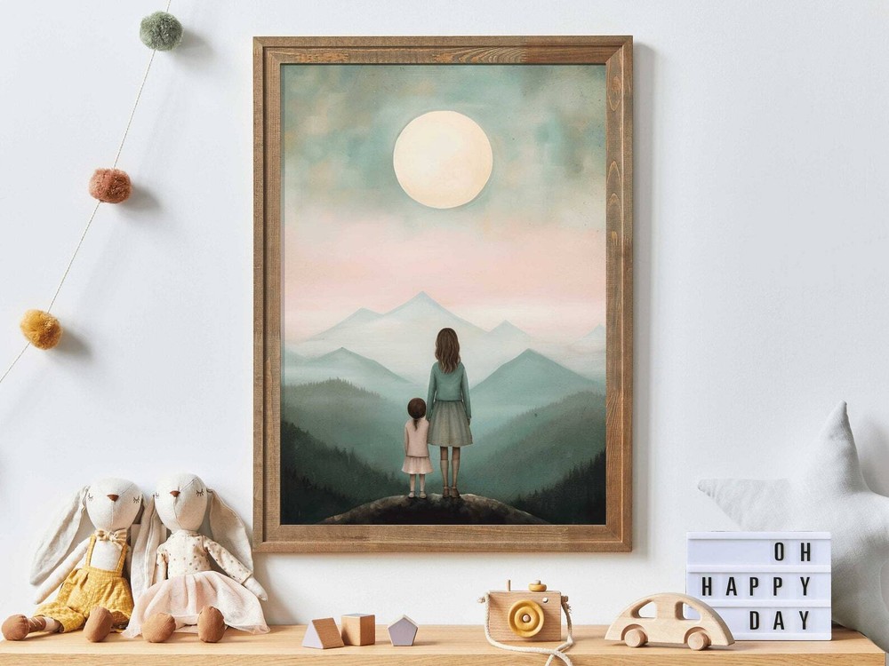 Mother Daughter Bond Print Adventure Wall Art Gift For Mothers Rustic Nursery