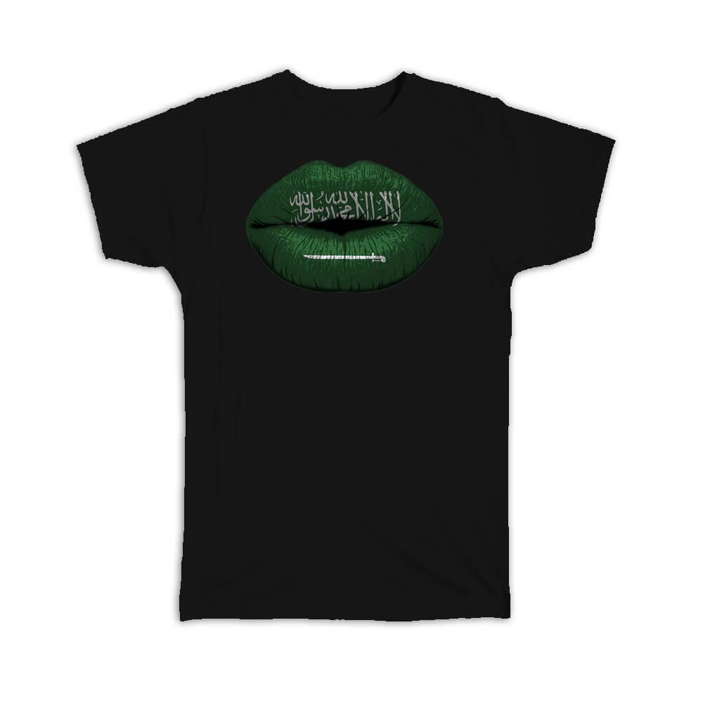 Gift T-Shirt : Lips Saudi Arabia Flag Expat Country For Her Woman Feminine