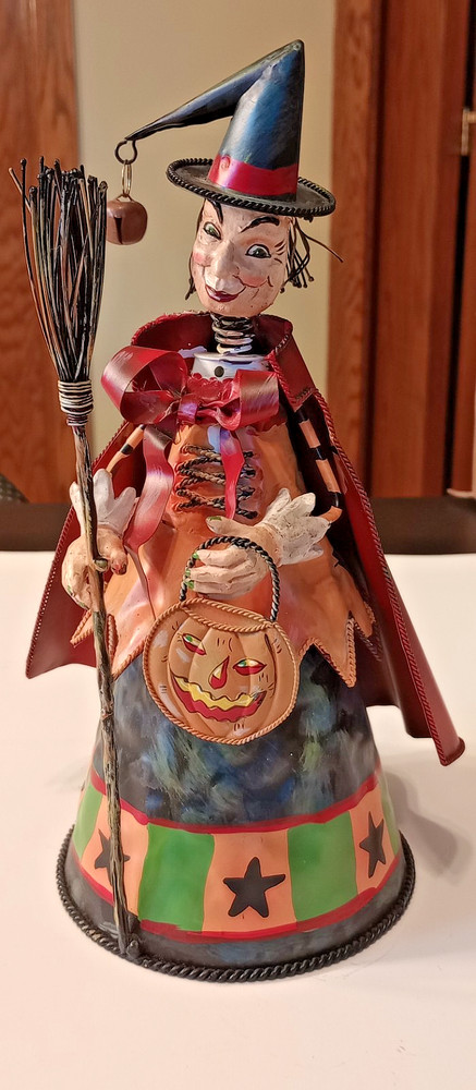 Kooky Spooky Metal Halloween Witch Painted Decorative Figure Bobblehead