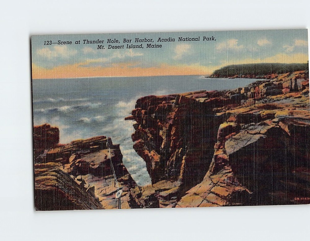 Postcard Scene at Thunder Hole Acadia National Park Mt. Desert Island Maine USA