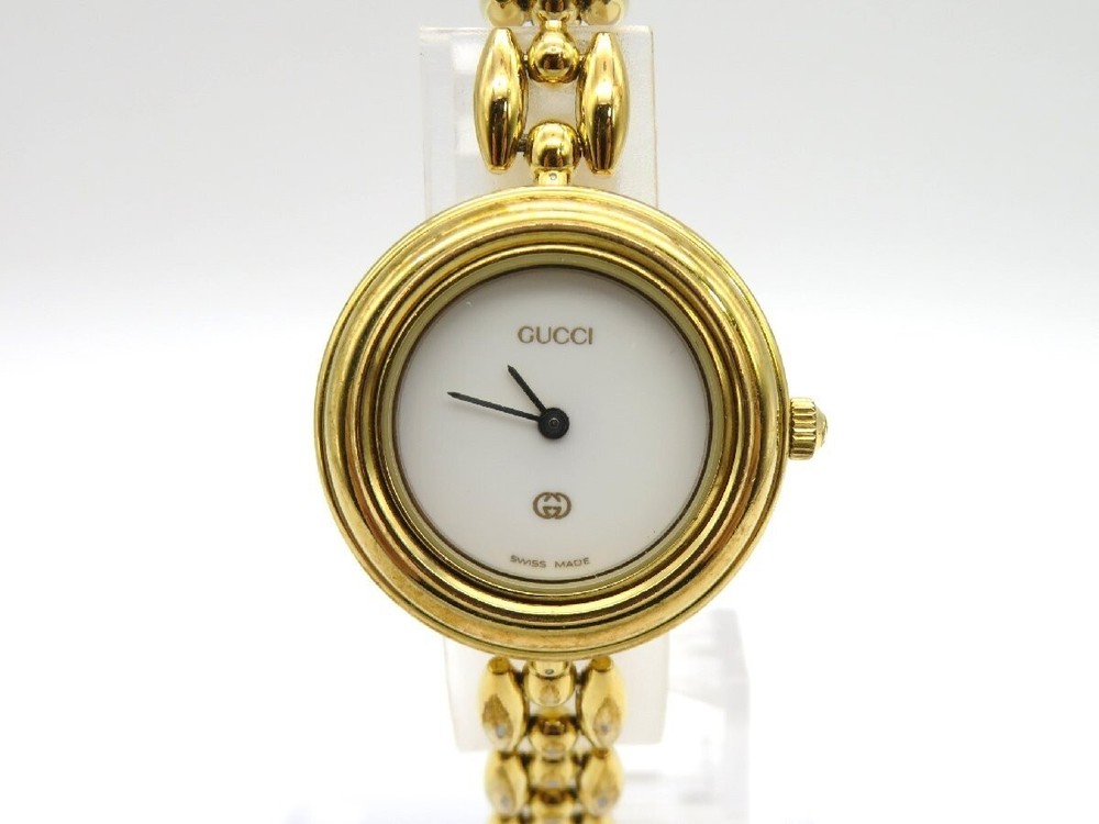 GUCCI 11/12 Change Bezel White Gold Watch Pre-Owned Excellent Condition
